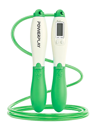 Скакалка со счетчиком powerplay 4216 jump rope зеленая 2.8 см., для фитнеса и домашних тренировок, для гимнастики, для координации