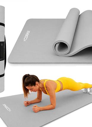 Коврик спортивный cornix nbr xl 190 x 100 x 1.5 cм для йоги и фитнеса xr-0499 grey лучшая цена с быстрой доставкой по украине