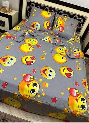 Комплект постільної білизни напівторка емоджі