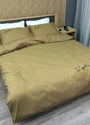 Двоспальний комплект crown 180х220 з м’якого сатину з вишивкою