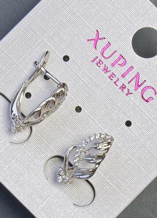 Серьги xuping 16х8мм родий