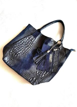 Шкіряна сумка замш