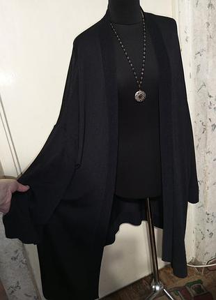 Елегантний трикотажний чорний кардиган з рукавом кімоно evr 48/50 батал åhléns å+ швеція
