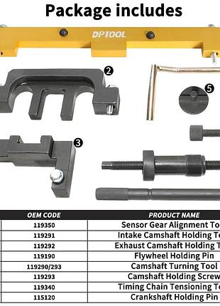 Набір інструментів, dptool hta1003, для регулювання фаз грм bmw n42 n46 n46t valvetronic vanos, чорний, oem 11 5 120