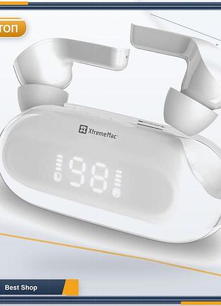 Бездротові навушники гарнітура xtrememac x-twist bluetooth 5.2 in-ear з led-дисплеєм, білі, ipx4, 28 год роботи