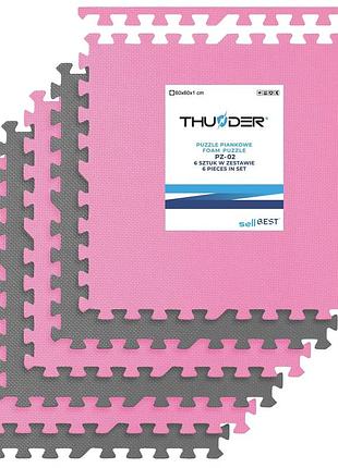 Коврик-пазл thunder pz-02 60 x 60 см розово-серый, водонепроницаемый и легко очищается, быстро сохнет