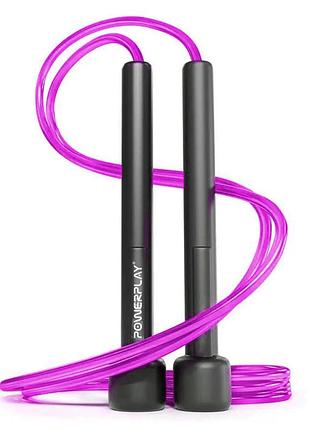 Скакалка powerplay 4201 basic jump rope рожева (2,8m.), для фітнесу та домашніх тренувань, для гімнастики й розминки, для пілатесу