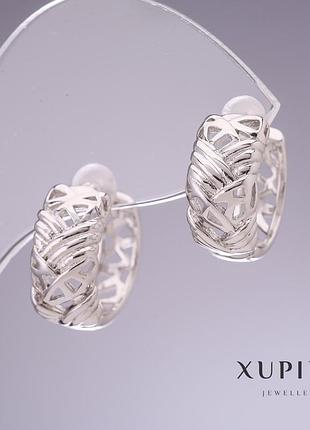 Серьги xuping 17х7мм родий