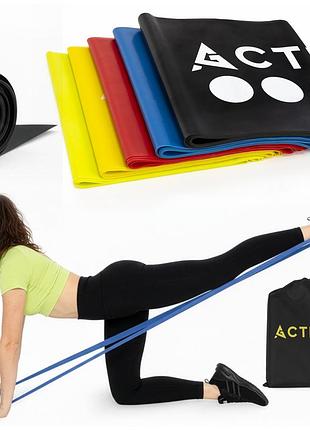 Набір стрічкових еспандерів для спорту та реабілітації actiget flat band 200 х 15 cм 1-15 кг 5 шт act0106, для активних занять