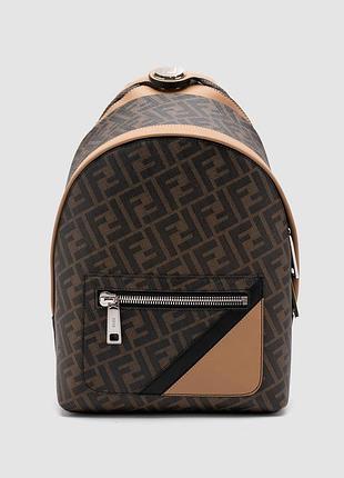 💎 fendi chiodo small fendi diagonal brown ff canvas backpack 22 х 30 х 11 см