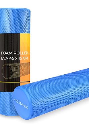 Массажный ролик cornix eva+ 45 x 15 см (валик, роллер) xr-0304 navy blue, для массажа мышц и восстановления, для дома и спортзала