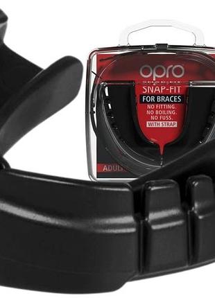 Капа opro snap-fit braces для брекетов взрослая (возраст 11+) черная (art.002318001), для тренировок и спаррингов, для кикбоксинга