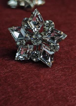 Винтажные серьги клипсы снежинки 4