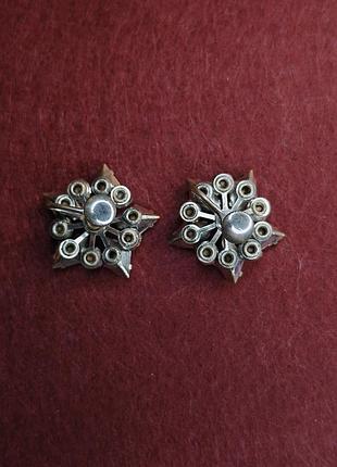 Винтажные серьги клипсы снежинки 3