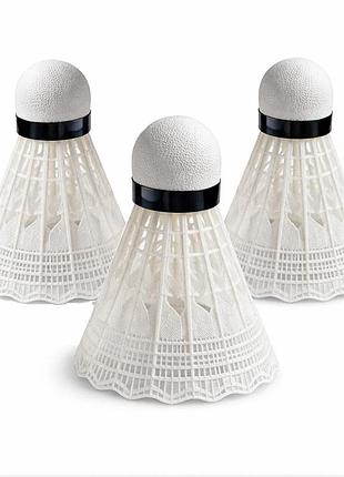 Воланчик для бадминтона newt badminton shuttlecocks 3 шт белые пробковые нейлоновые ne-bd-007w, для игры в зале, для школы и клуба