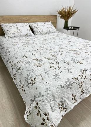 Покрывало цветочный принт стеганное 100% хлопок 200x230 и наволочки 50x70.