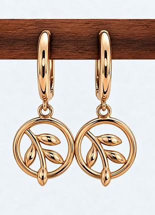 Сережки xuping позолота хр 18 к. висота 3,3 см. ширина 1,4 см.