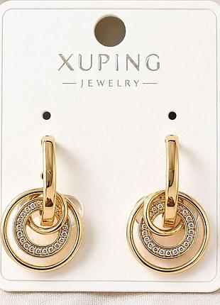 Сережки 2 в 1 xuping позолота хр 18 к. довжина 2,4 см. ширина 1,4 см.