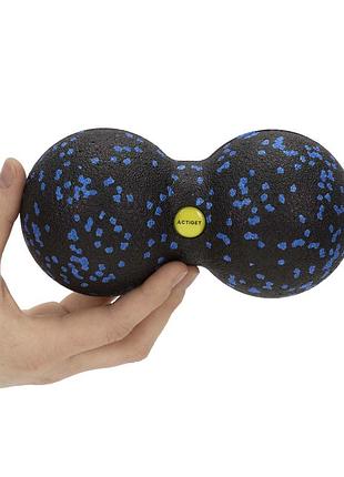 Масажний м'яч подвійний actiget epp 8 x 16 см act0097 black/blue, для масажу м'язів і відновлення, для самомасажу та релаксації