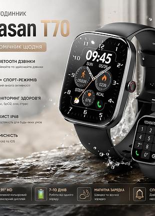 Смарт-годинник csasan t70 1.91 hd з bluetooth-дзвінками, ip68, 110+ спортрежимів, пульс, сон, gloryfit для android та ios