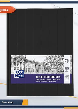 Скетчбук альбом для рисования oxford a4 черный, твердый переплет, 96 листов, плотная бумага 100 г/м²