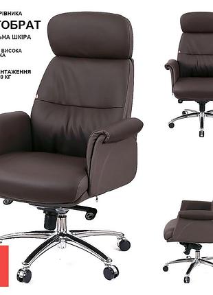 Кресло офисное для руководителя аклас драгобрат al mb lc-k/pu dark brown, натуральная кожа/экокожа, темно-коричневое, до 120 кг
