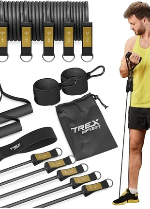 Набор резинок с эспандерами trex sport tx-050ts черный для фитнеса, разминки, растяжки, силовых упражнений и занятий дома