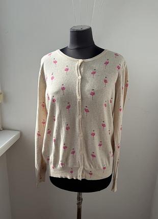 Тонкий бавовняний кардиган кофта з фламінго primark, розмір xl (44/50)