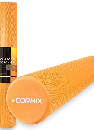 Массажный ролик cornix eva+ 90 x 15 см (валик, роллер) xr-0312 orange, для массажа мышц и восстановления, для дома и спортзала