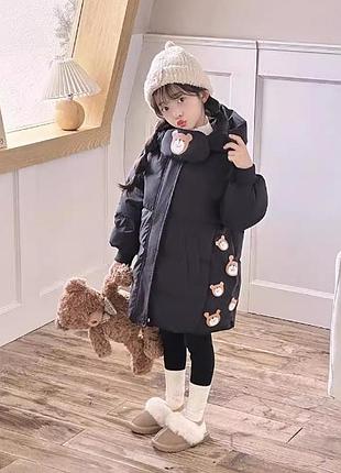 Пальто зимнее детское bear черное 10639, размер 90