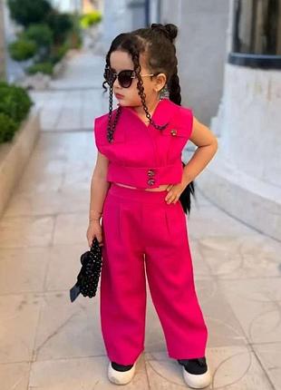 Стильний комплект для дівчинки жилет і штани колір малиновий 11101, розмір 120