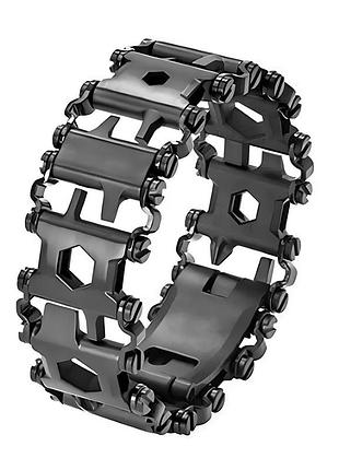 Мужской браслет мультитул resteq tread metric-stainless — стильный металлический браслет 29 в 1, черный цвет