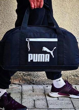 Чёрная спортивная сумка puma 49×24×20 см с экокожей