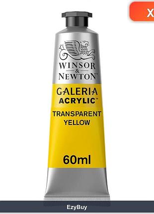 Художественная акриловая краска galeria transparentgelb прозрачно-желтая в тубе 60 ml для рисования по холсту