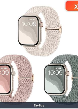 Набор из 3 плетеных ремешков braided solo loop с регулятором для apple watch se, series 1-9, ultra (38-49 мм)