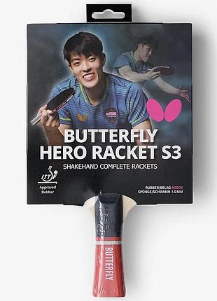 Ракетка для настольного тенниса butterfly hero racket s3 dang qiu (6251730002)