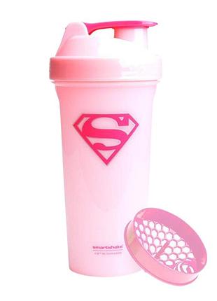 Шейкер спортивний smartshake lite 800ml dc supergirl, для води та коктейлів, для спортивного харчування, для амінокислотних напоїв