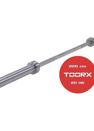 Гриф для штанги toorx max 320 kg power training 220 см 50 мм (bo-220), для развития силы, для спортзала, для тренировки рук и плеч