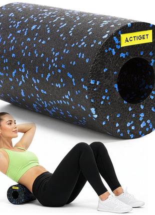 Масажний ролик actiget epp 29.5 x 15 см (валик, роллер) act0093 black/blue, для масажу м'язів і відновлення, для дому і спортзалу