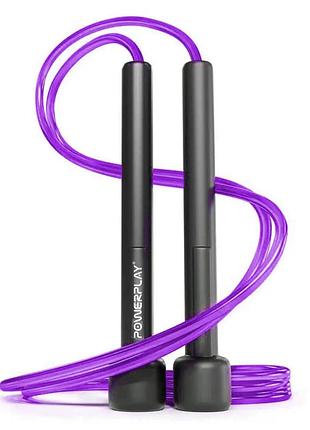 Скакалка powerplay 4201 basic jump rope фіолетова (2,8m.), для фітнесу та домашніх тренувань, для активних занять, для координації