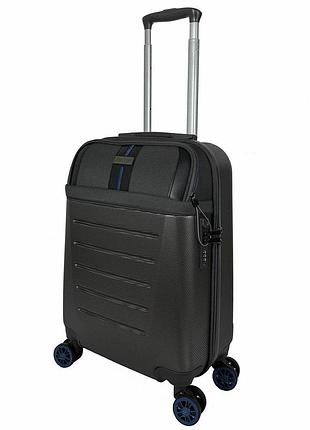Валіза semi line 20" (s) dark коричнева/синя line (t5736-1), для подорожей, відпустки й відряджень, для літака, потяга й автобуса
