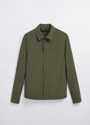 Мужская легкая куртка-рубашка zara хаки ветровка демисезонная на кнопках, размер s
