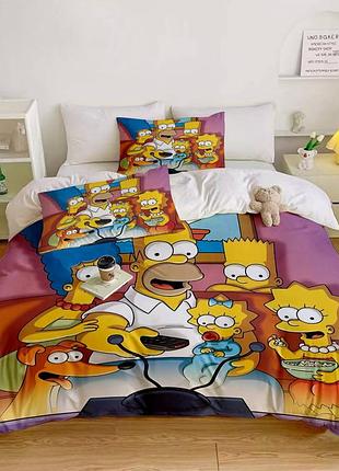 Постельное белье 3d полуторное из микросатина the simpsons 31706 150х215 см 50х70 см