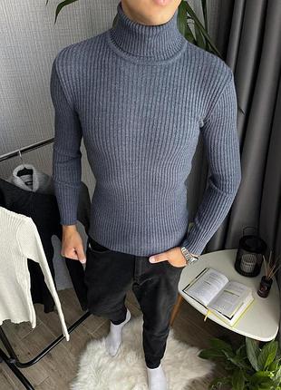 Свитер рубчик синий l 3