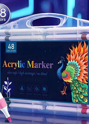 Набір акрилових маркерів 48шт у прозорому боксі acrylic marker map-04