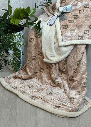 Велюровое покрывало на овчине нежное и теплое 160×220 с сумкой