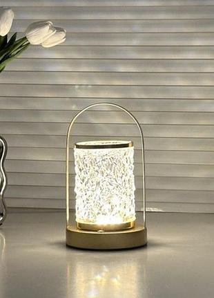 Ночник настольный металлический на батарейках led d15 gold