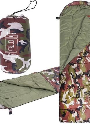 Спальный мешок (спальник) springos 2 в 1 cs0041 +8 ...+20 °c r khaki/green, для отдыха на природе, для походов и пикника
