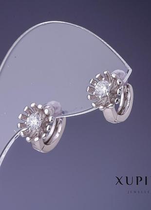 Серьги xuping 10х9мм родий