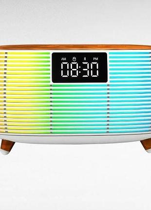 Колонка bluetooth з годинником та бездротовою зарядкою nsp-2312 біла